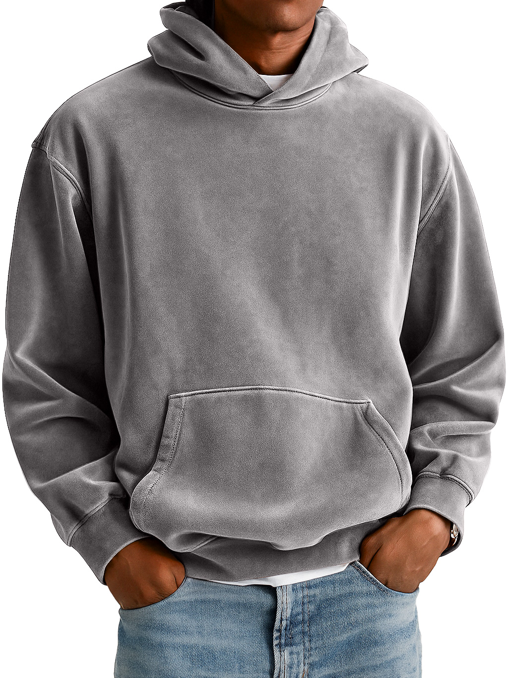 Men's Everyday Suede Hooded Pocket Comfort Sweatshirt
