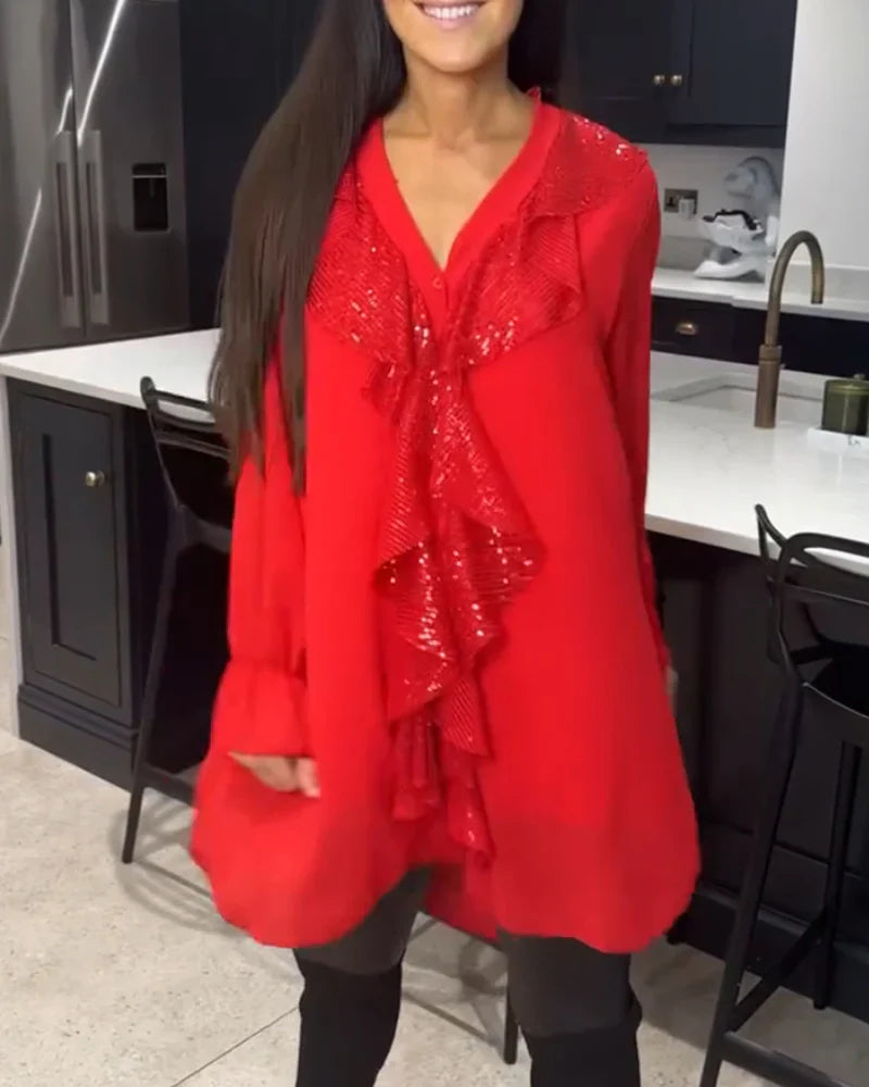 Ksenia – Elegante Damenbluse mit Rüschendetail