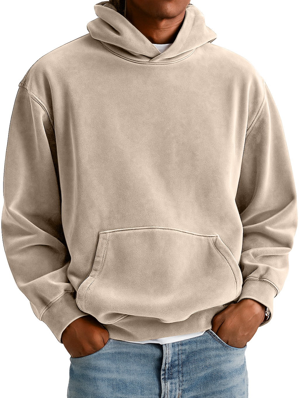 Men's Everyday Suede Hooded Pocket Comfort Sweatshirt