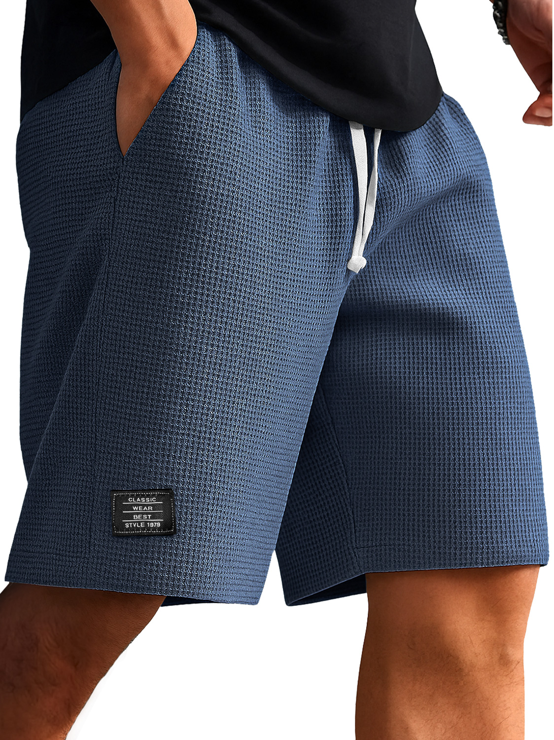 Herren Everyday Waffle Shorts mit aufgesticktem Logo, lässig, einfarbig