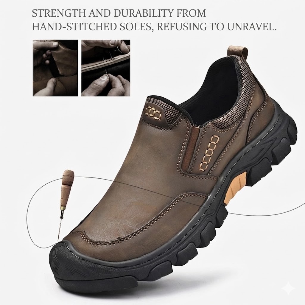 Men's Genuine Leather Orthopedic Slip-on Walking Shoes
