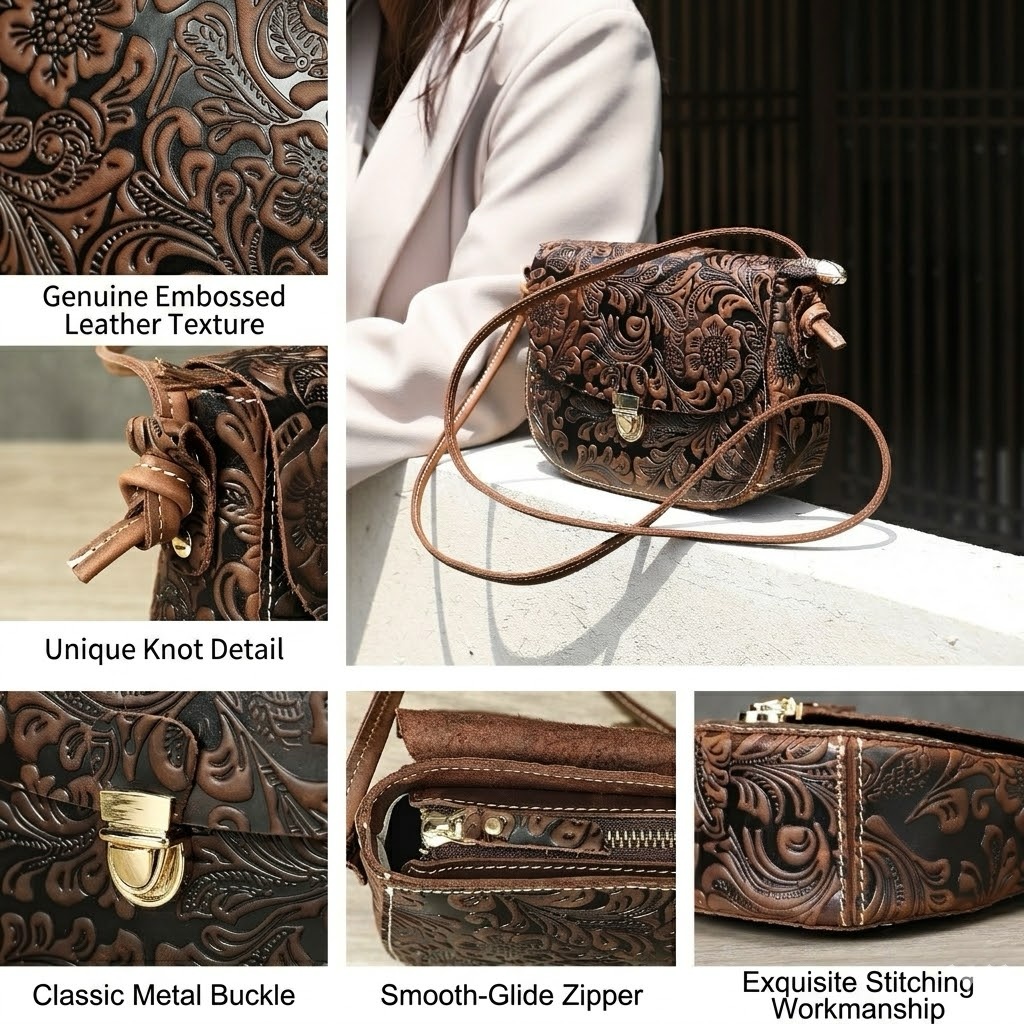 Women's Vintage Embossed Lock Crossbody Bag WLB04