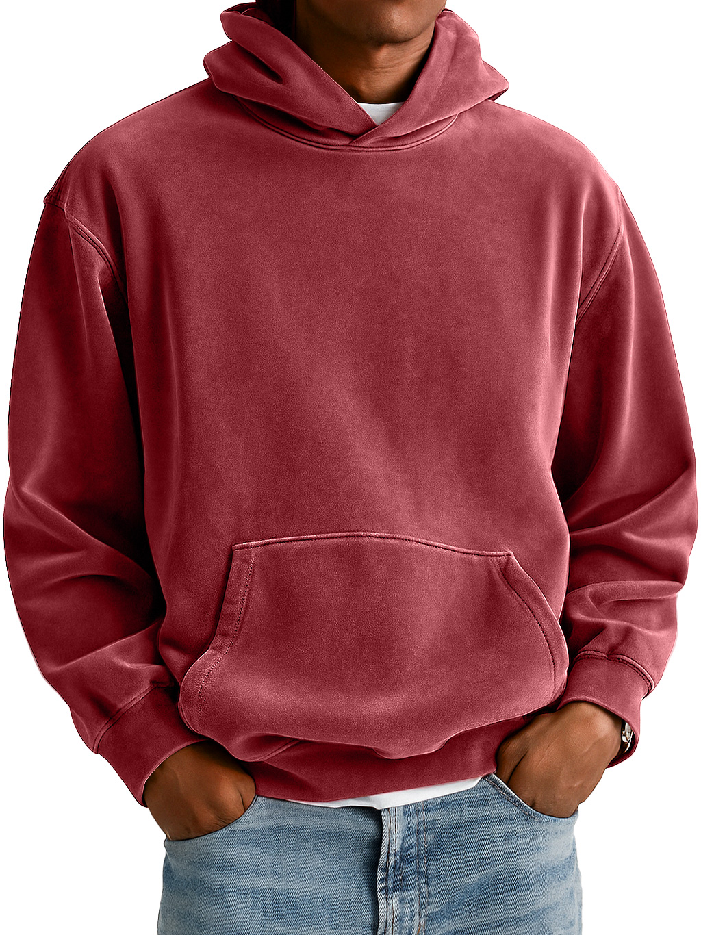 Men's Everyday Suede Hooded Pocket Comfort Sweatshirt