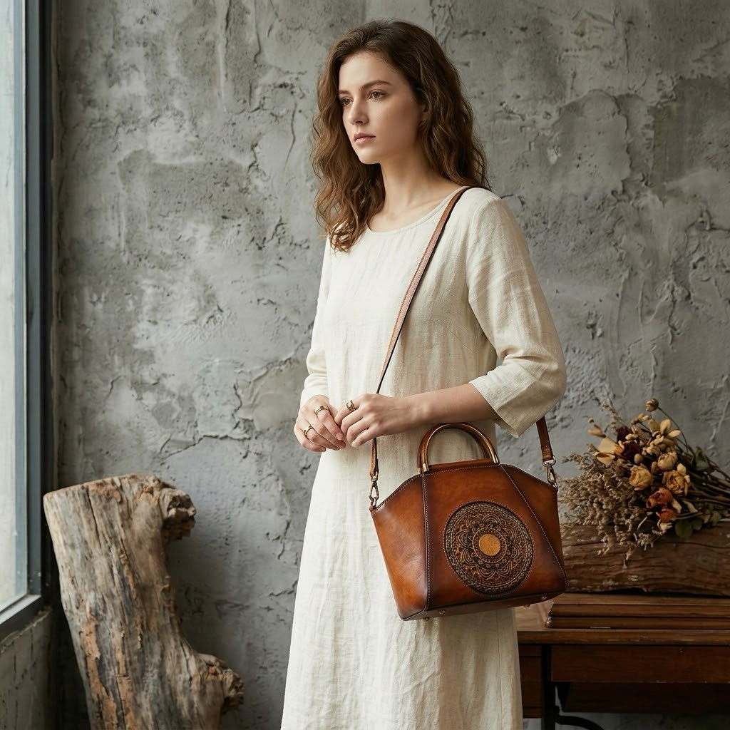 Vintage Distressed Pattern Cowhide Women's Bag WLB02