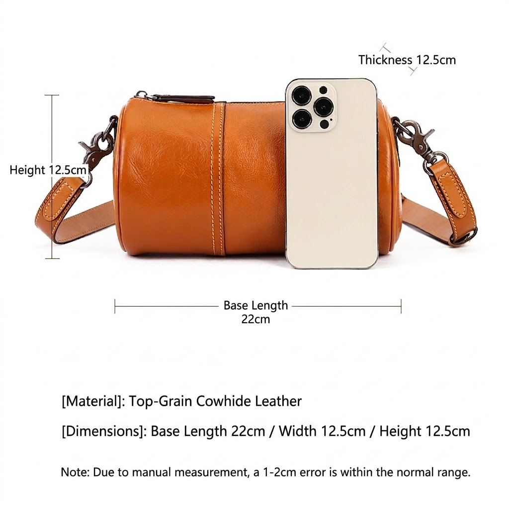 Genuine Leather Cylindrical Women's Bag WLB03