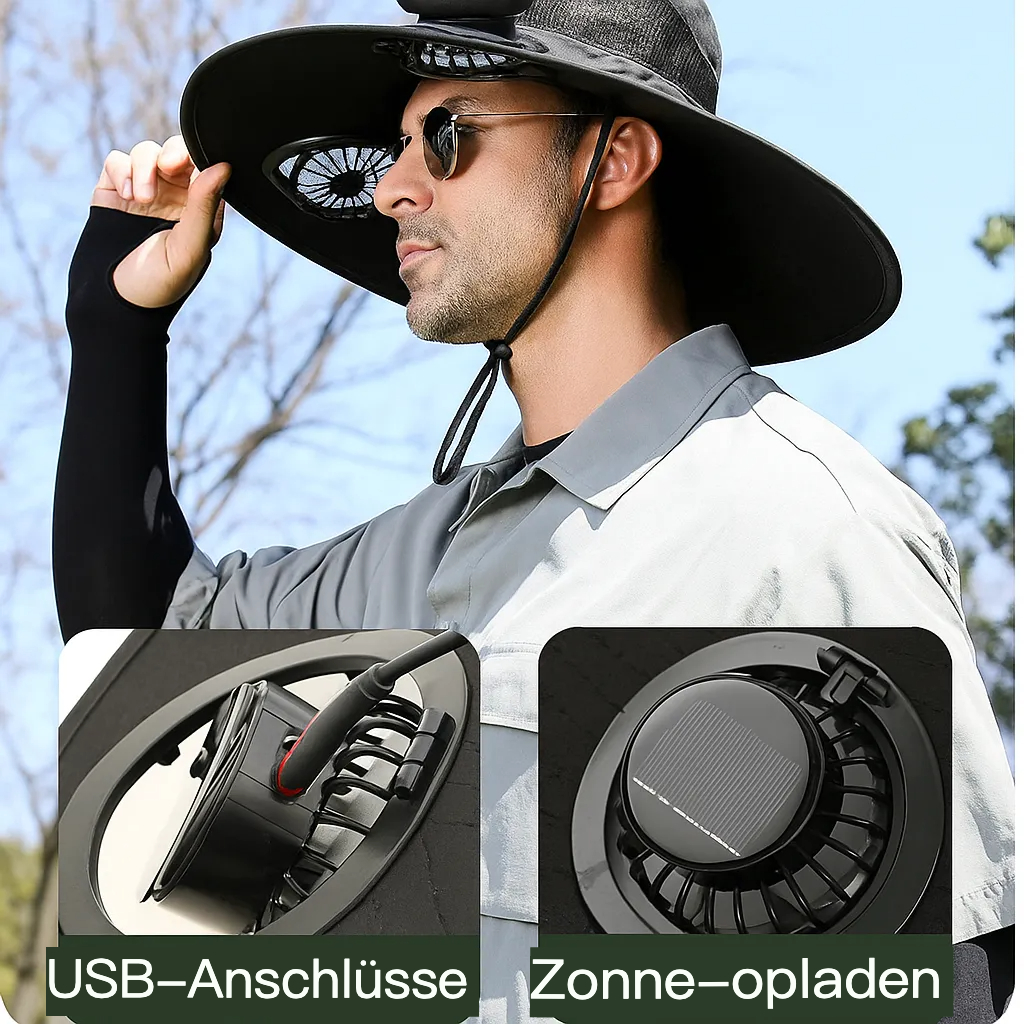 Brede Outdoor Zonnehoed met Zonneventilator