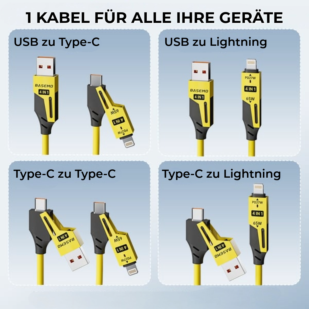4-in-1 Ausziehbares Ladekabel | 150cm