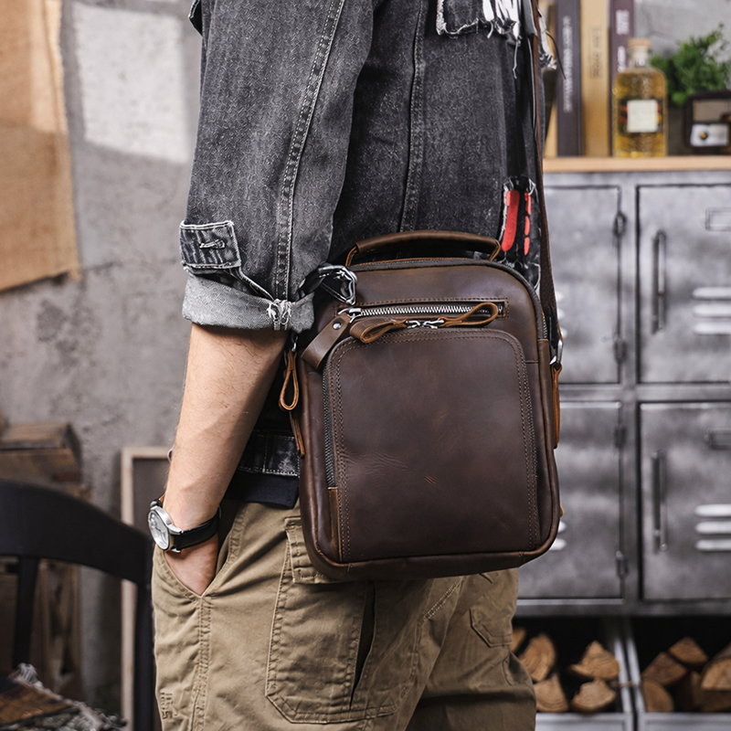 Vintage Schultertasche aus echtem Leder LB02