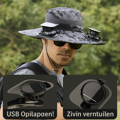 Brede Outdoor Zonnehoed met Zonneventilator
