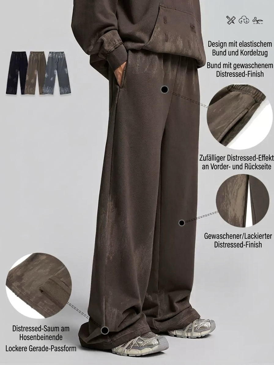 Verwaschene, abgenutzte Graffiti-Hose mit lockerem, geradem Bein