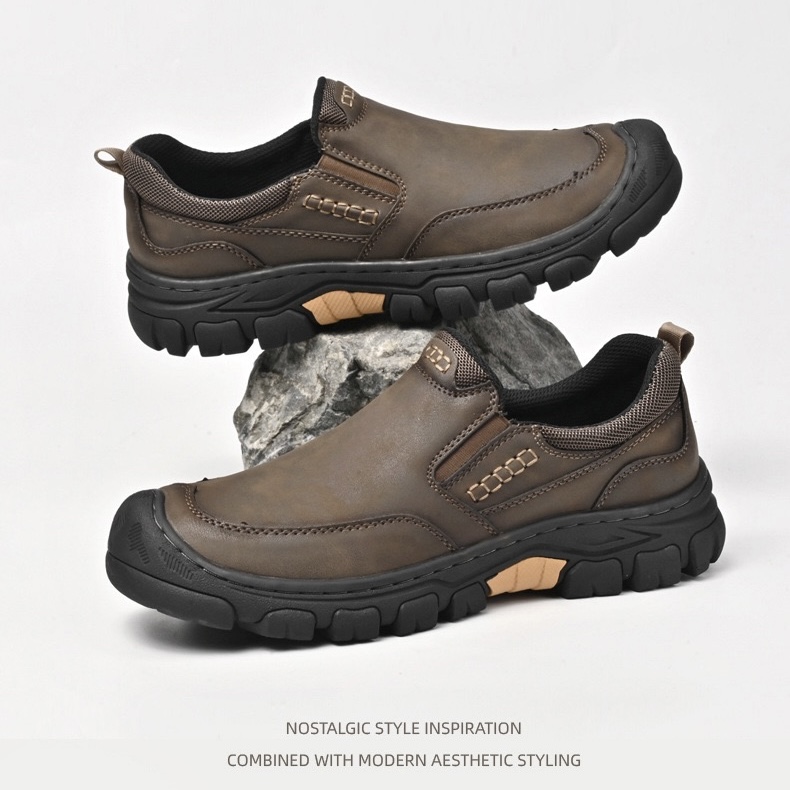 Men's Genuine Leather Orthopedic Slip-on Walking Shoes