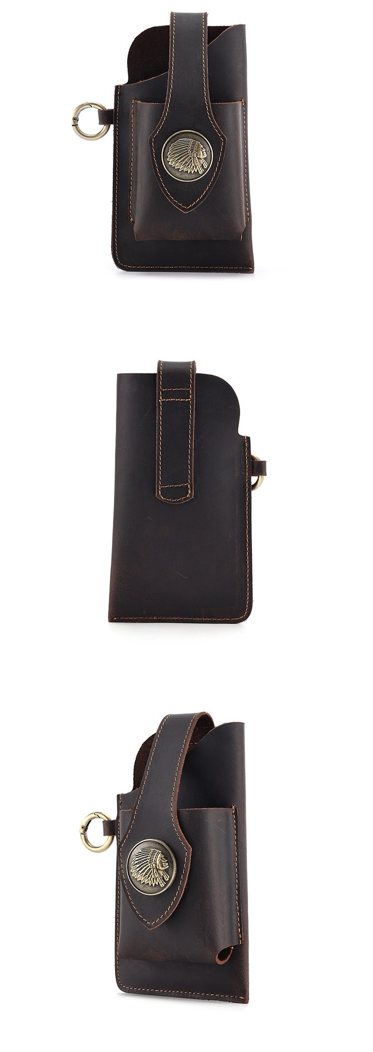 Men's Crazy Horse Leather Retro Phone Waist Bag