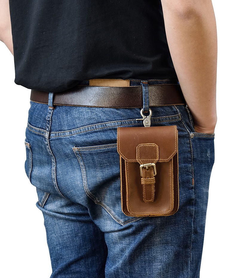 Men's Genuine Leather Belt Style Casual Waist Bag
