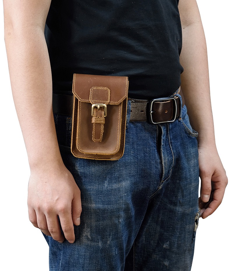 Men's Genuine Leather Belt Style Casual Waist Bag