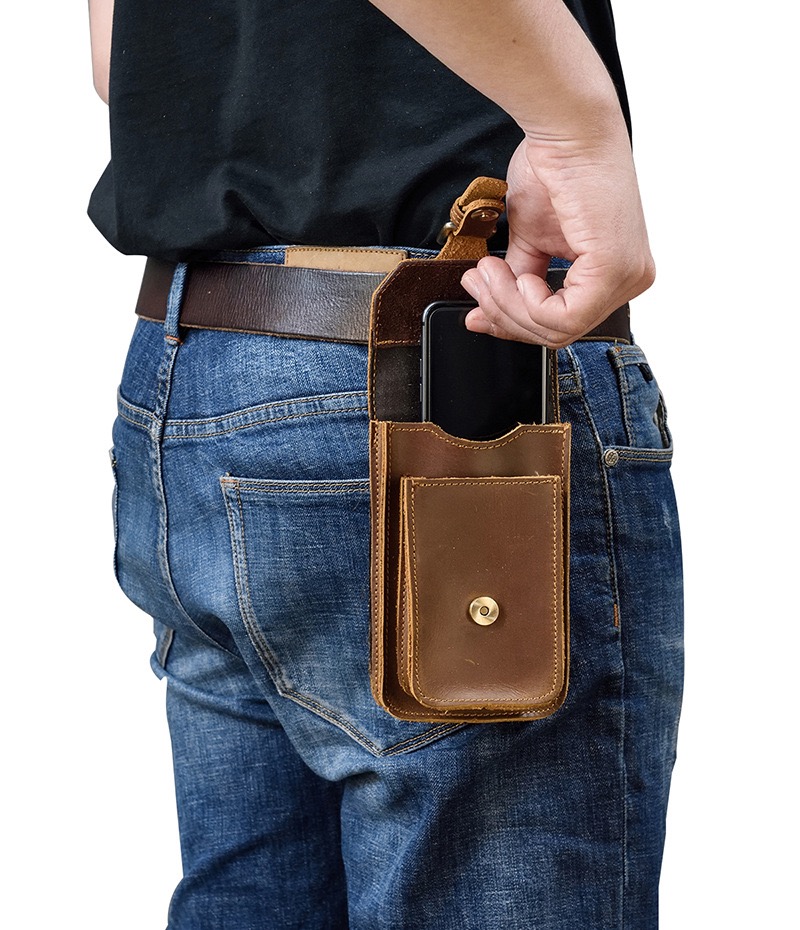 Men's Genuine Leather Belt Style Casual Waist Bag