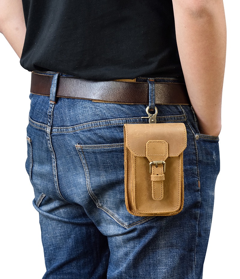 Men's Genuine Leather Belt Style Casual Waist Bag
