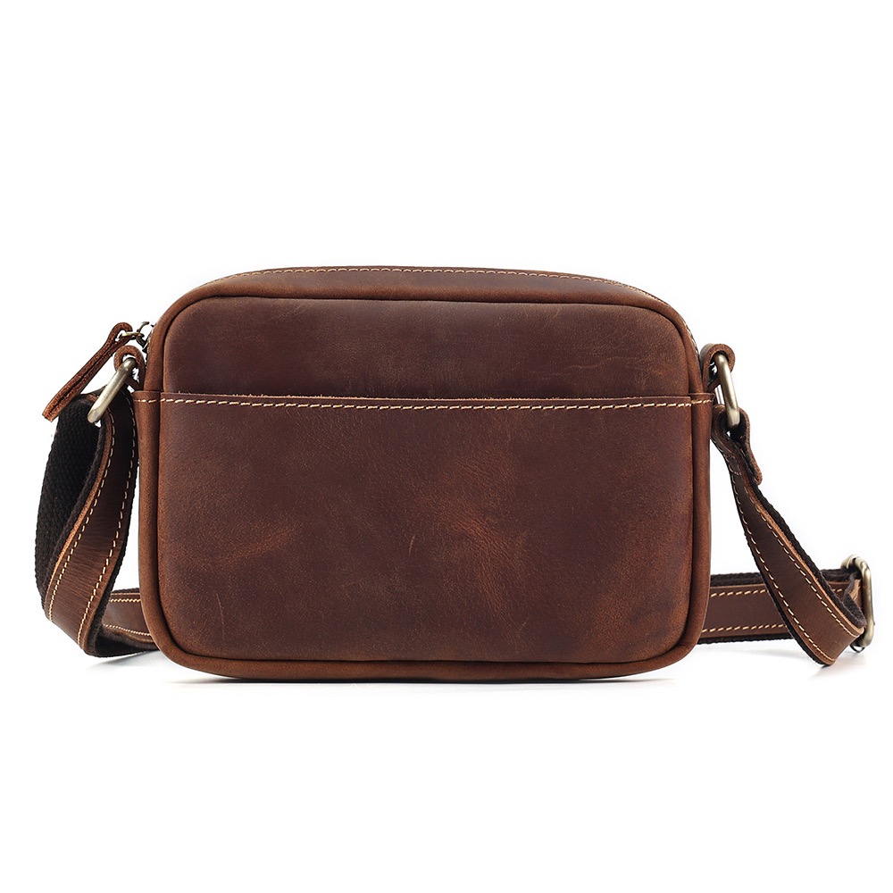 Men's Vintage Full-Grain Crazy Horse Leather Messenger Bag