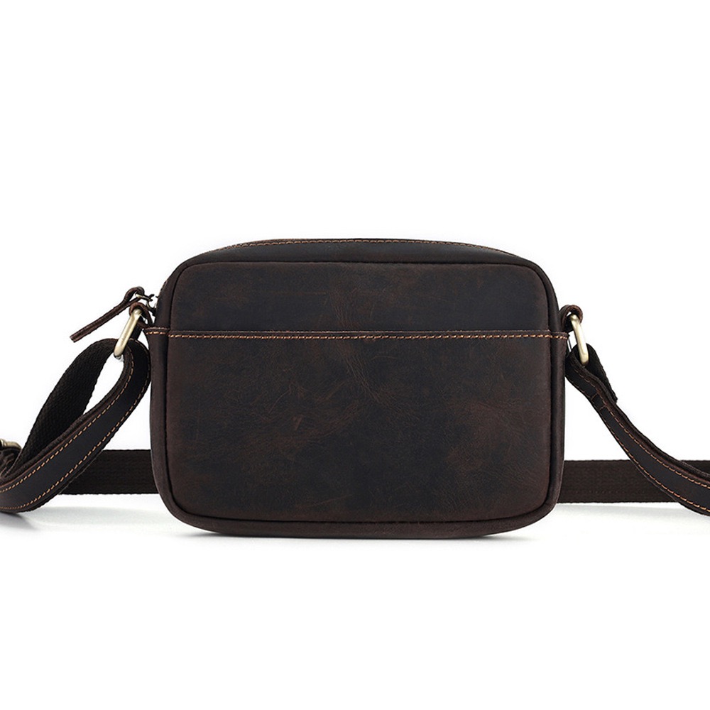 Men's Vintage Full-Grain Crazy Horse Leather Messenger Bag