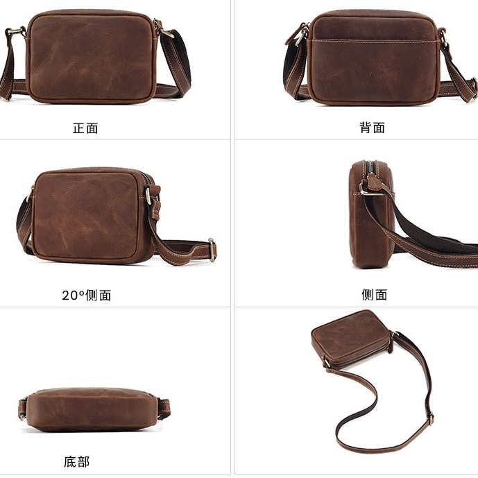 Men's Vintage Full-Grain Crazy Horse Leather Messenger Bag