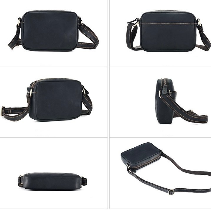 Men's Vintage Full-Grain Crazy Horse Leather Messenger Bag