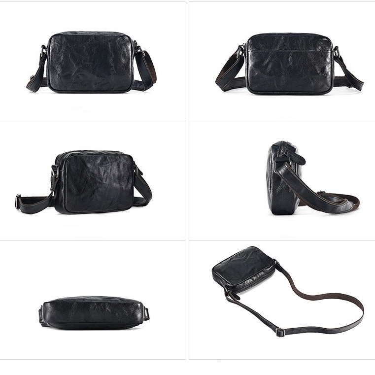 Men's Vintage Full-Grain Crazy Horse Leather Messenger Bag