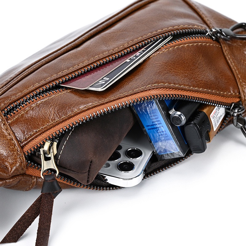 Irregular Genuine Leather Fashion Chest Bag CB01