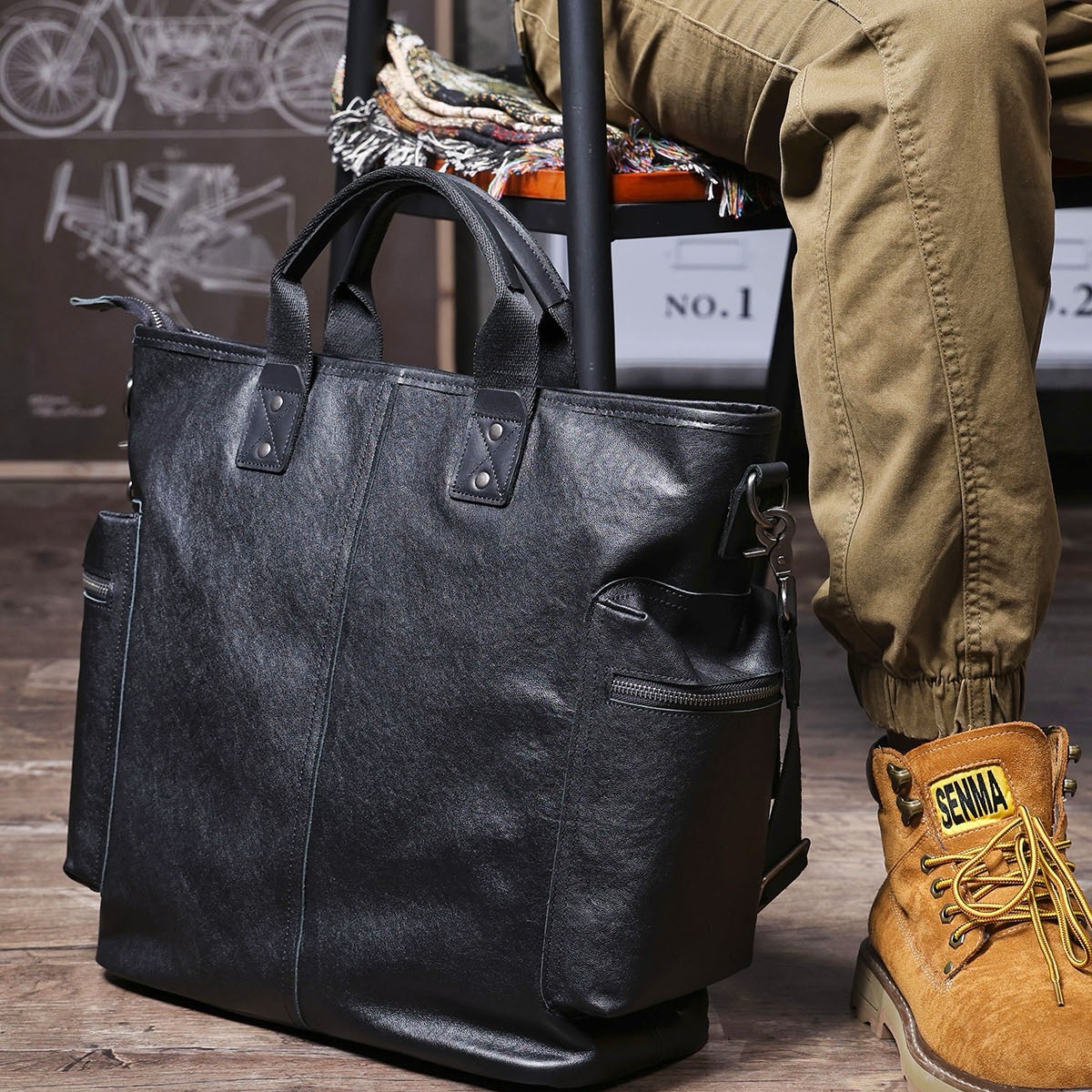 Men's Original Design Large-Capacity Genuine Leather Bag LB15