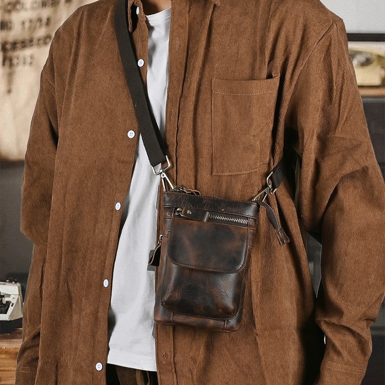Genuine Leather Multi-functional Waist Pack & Crossbody Bag LB14