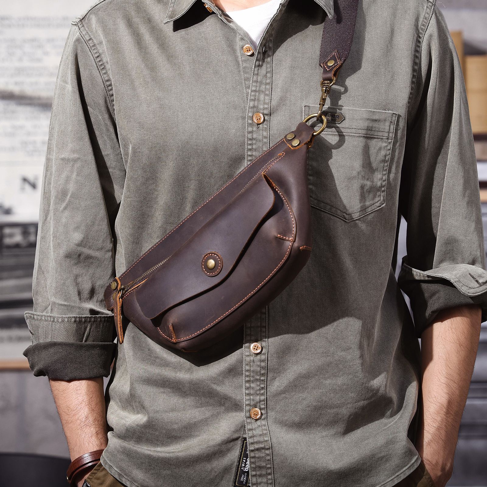 Retro Crazy Horse Leather Crossbody Bag LB19