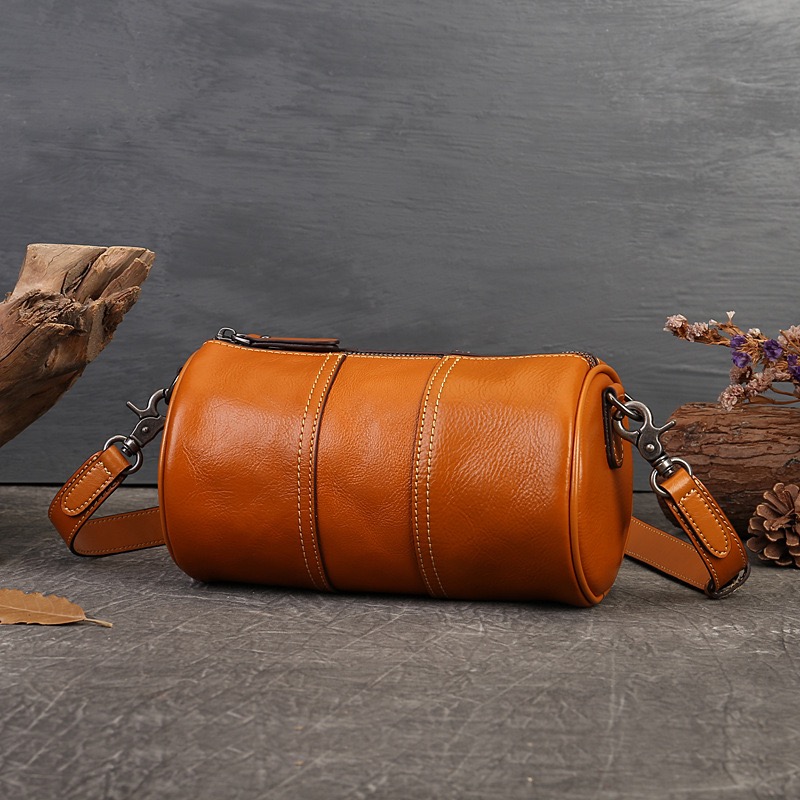 Genuine Leather Cylindrical Women's Bag WLB03