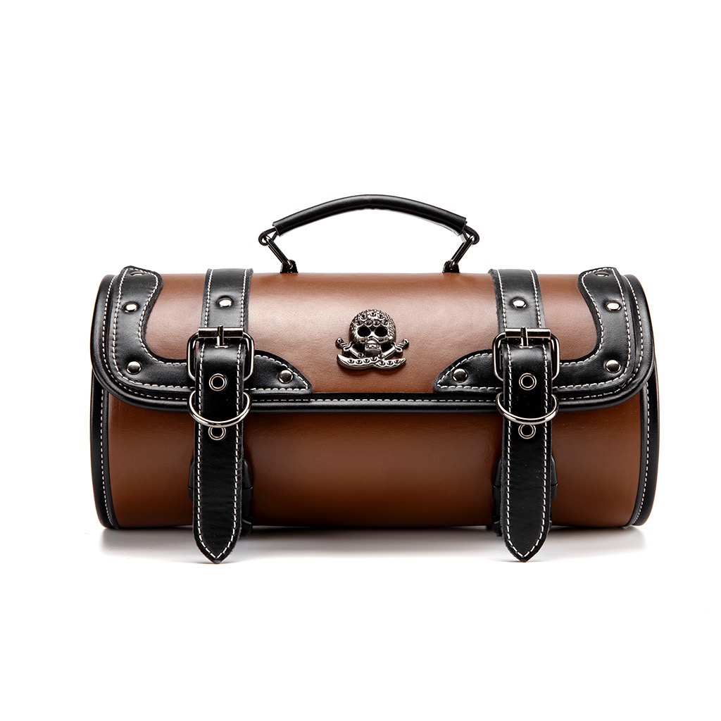 Vintage Leather Brown Skull Motorcycle Tool Bag MTB08