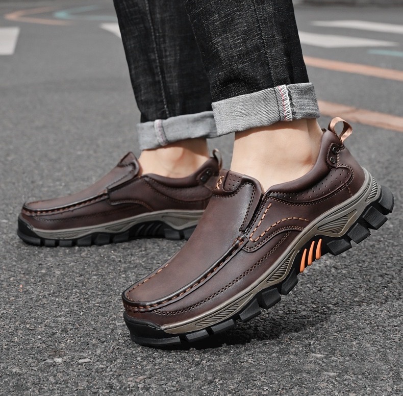 Orthopädische Herren-Wanderschuhe aus echtem Leder