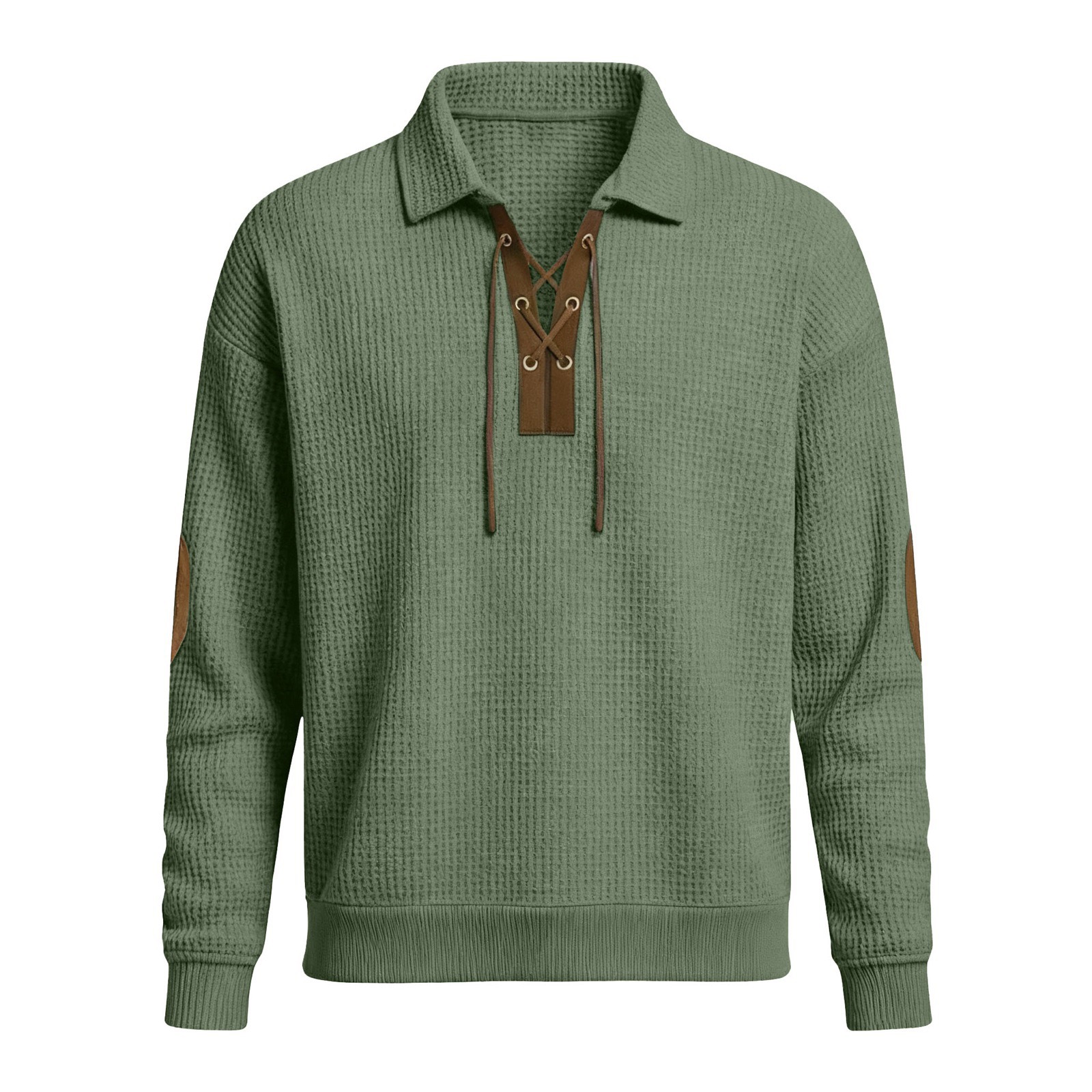 Herren-Langarmhemd mit Waffelstruktur und Kordelzug