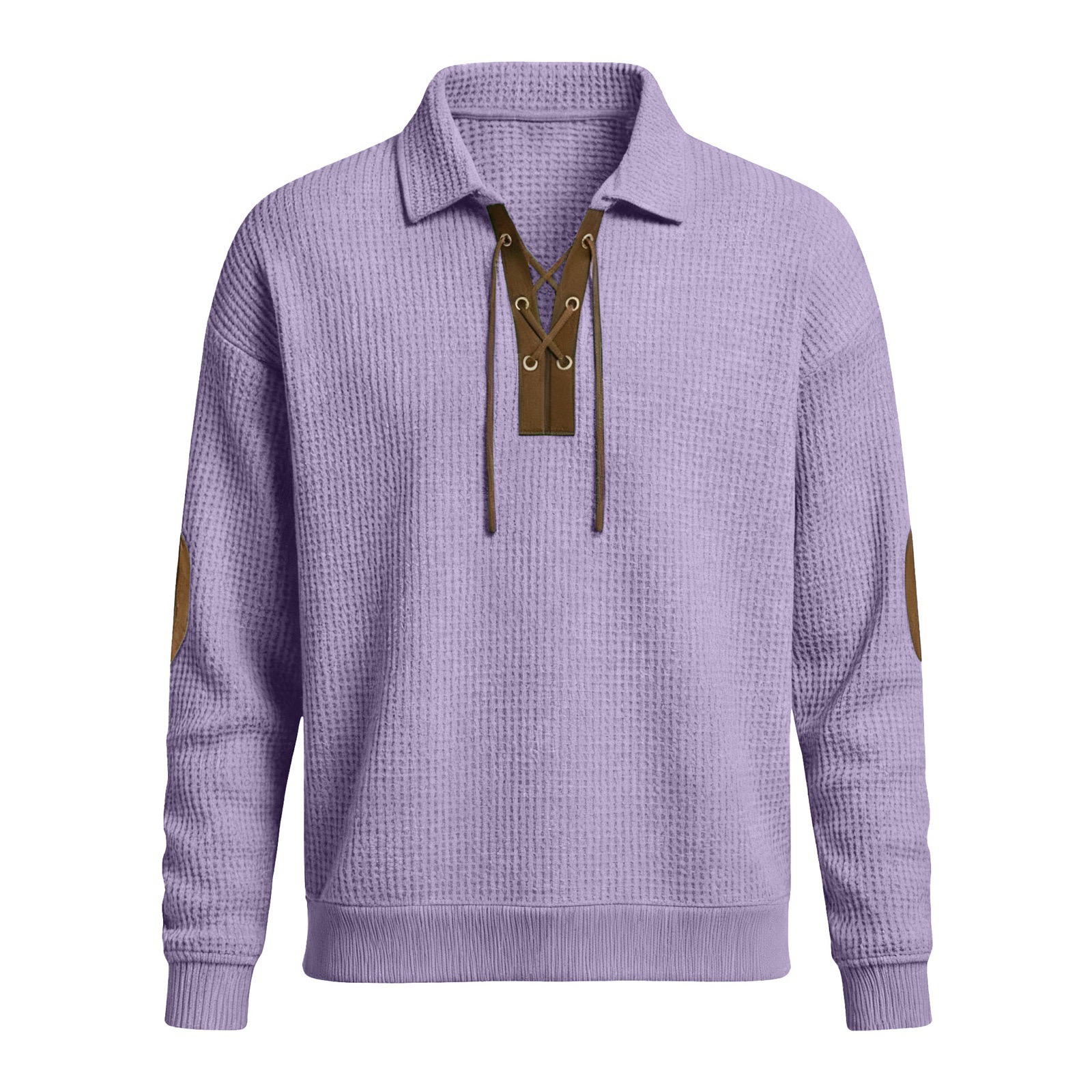 Herren-Langarmhemd mit Waffelstruktur und Kordelzug