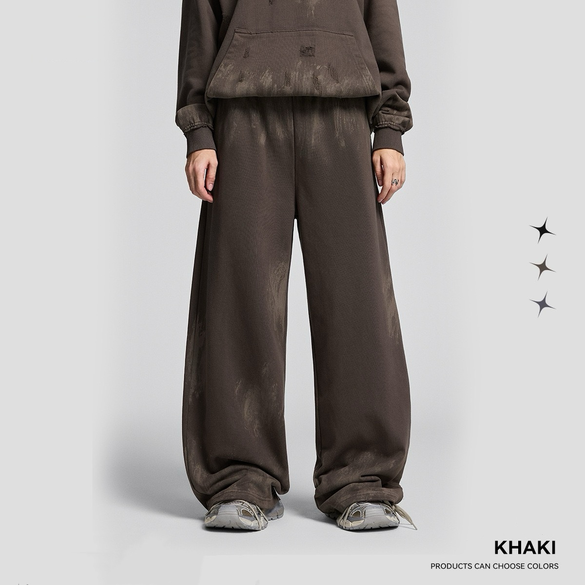 Verwaschene, abgenutzte Graffiti-Hose mit lockerem, geradem Bein