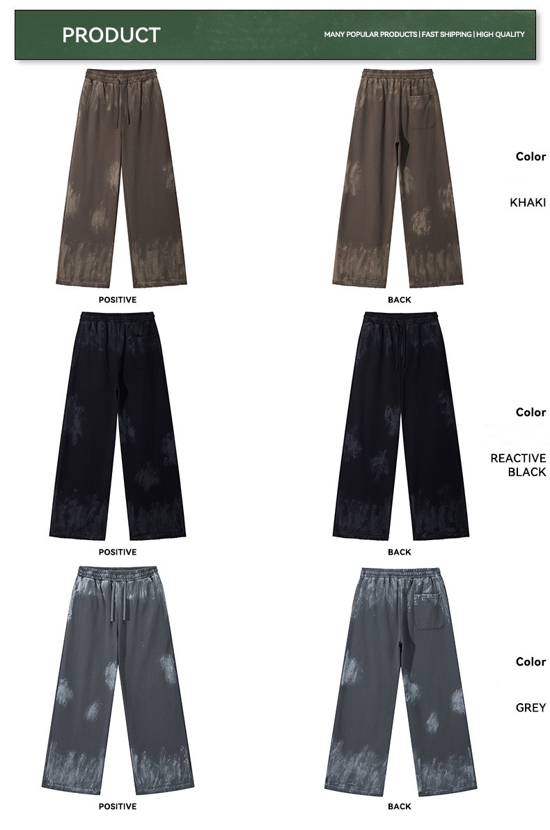 Verwaschene, abgenutzte Graffiti-Hose mit lockerem, geradem Bein