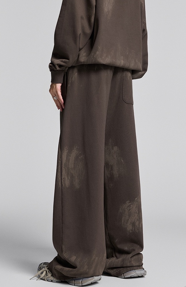 Verwaschene, abgenutzte Graffiti-Hose mit lockerem, geradem Bein