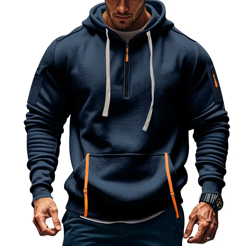 Sport-Hoodie für Herren mit Fleecefutter und mehreren Taschen