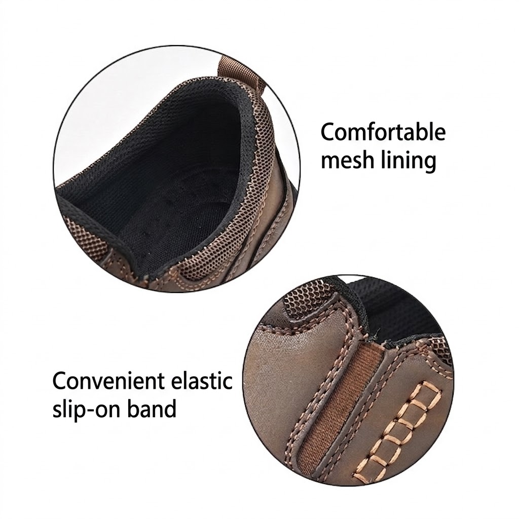 Men's Genuine Leather Orthopedic Slip-on Walking Shoes