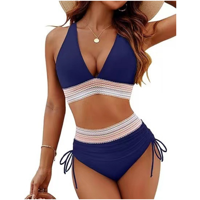 HEISSER VERKAUF🩷Patchwork-Bikini mit V-Ausschnitt, 2-teiliges Set👙