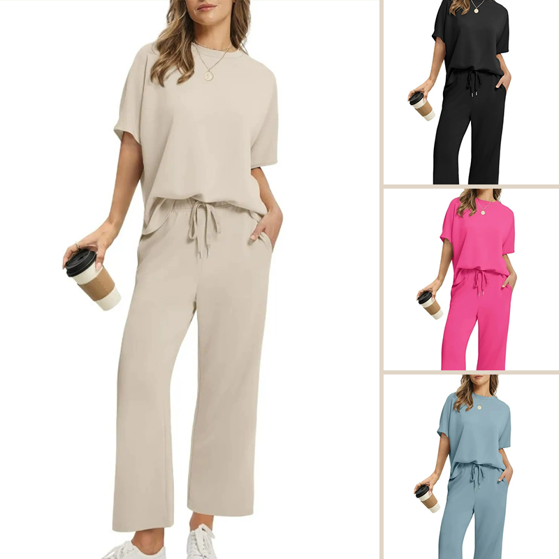 Lässiges Damen-Set Oberteil & Hose – Weicher Stoff, Bequemer Schnitt & Alltagstauglich ✨