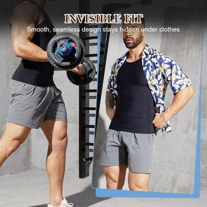 Einfarbiges Herren-Kompressions-Tanktop mit Bauchkontrolle
