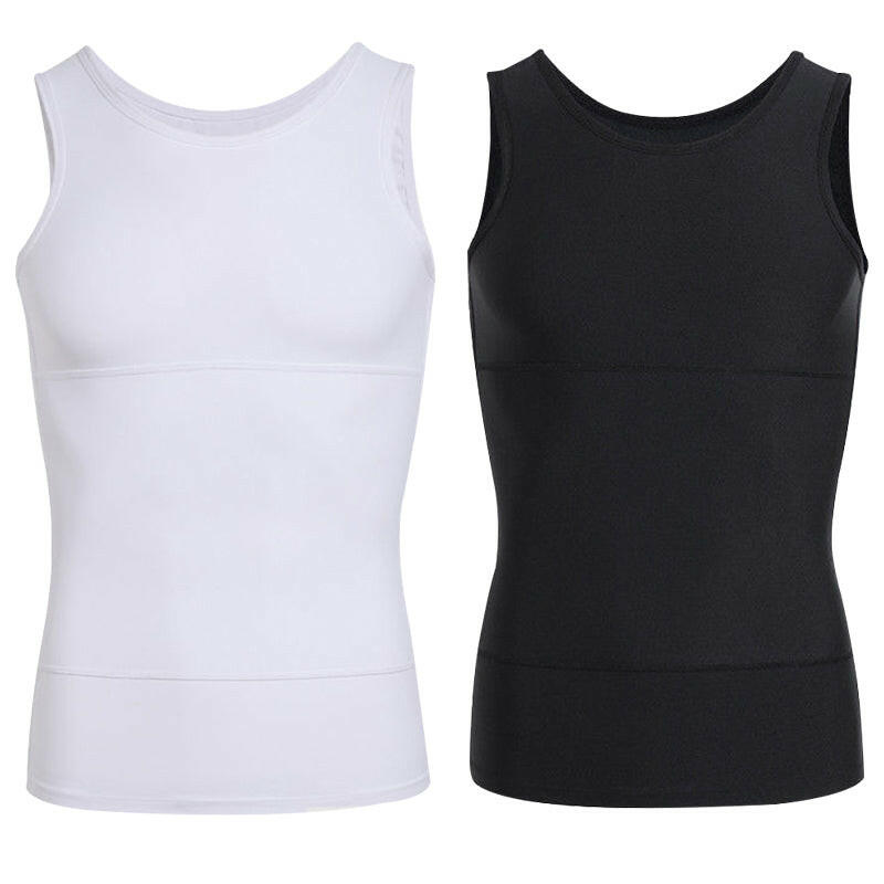 Einfarbiges Herren-Kompressions-Tanktop mit Bauchkontrolle