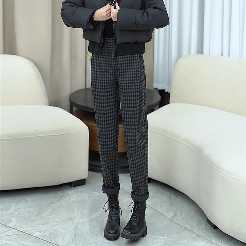 Gerade geschnittene Karohose für Damen