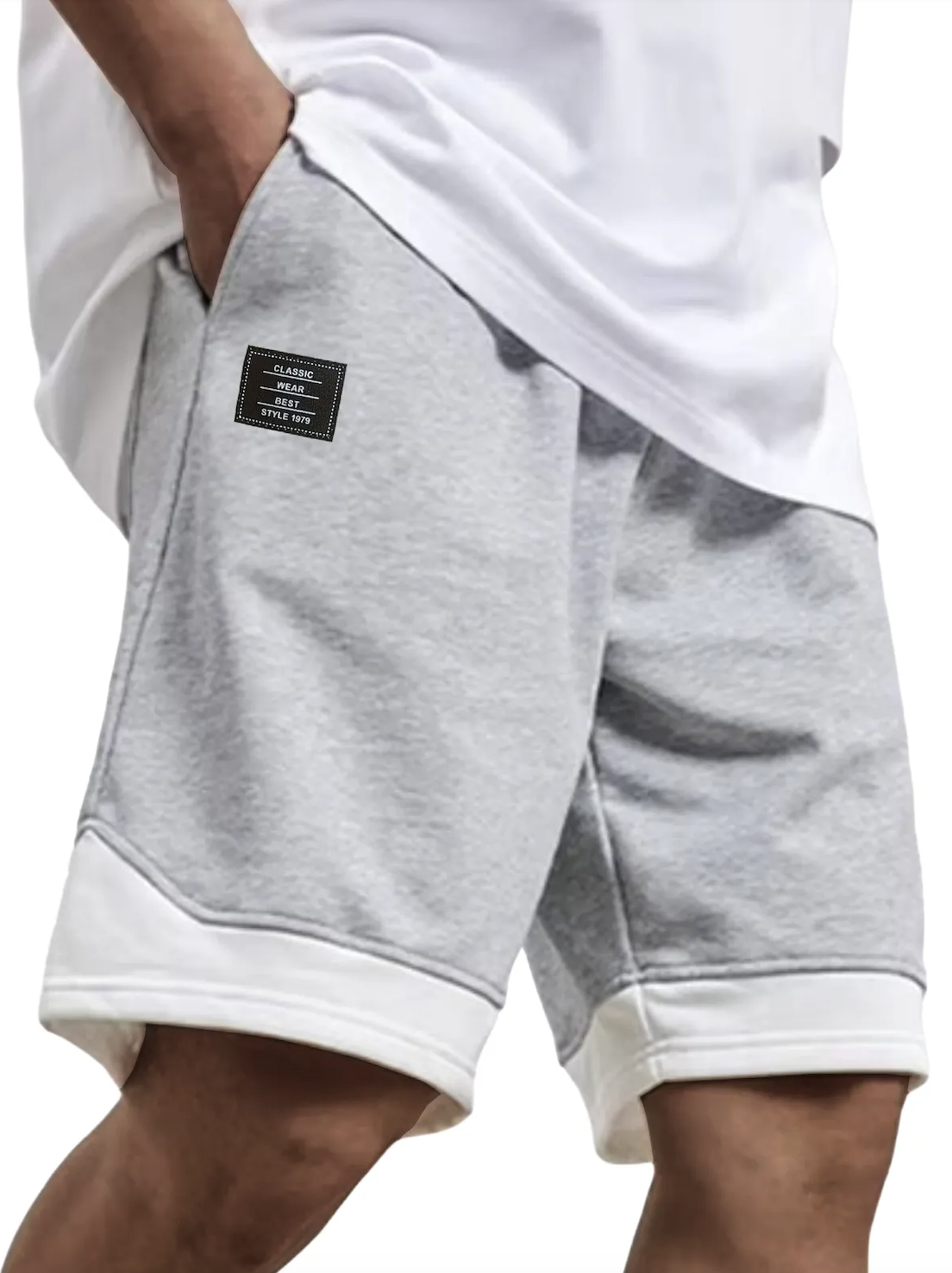 Herren-Shorts mit Farbblock-Design gesticktem Logo und mehreren Taschen
