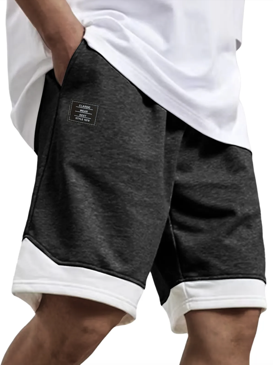Herren-Shorts mit Farbblock-Design gesticktem Logo und mehreren Taschen
