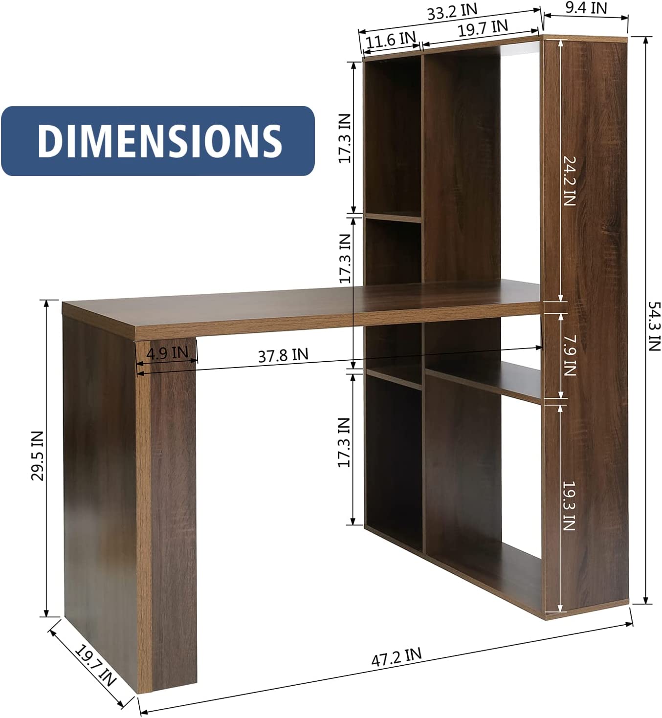  47.2" Study Writing Table