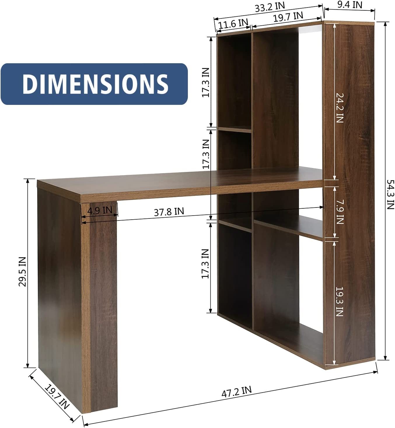  47.2" Study Writing Table