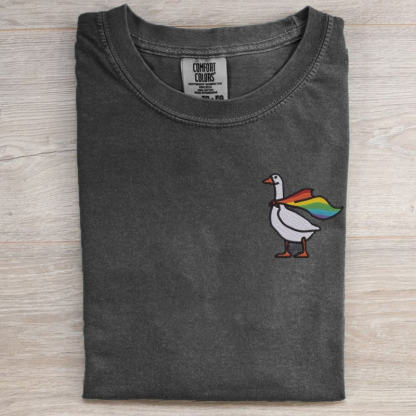 Embroidered Rainbow Goose T-shirt