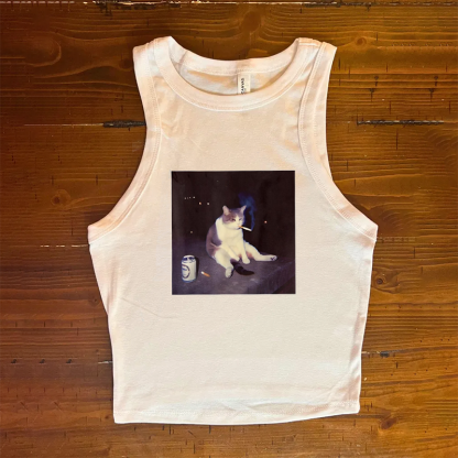 Funny Smoking Cat Meme Tank Top